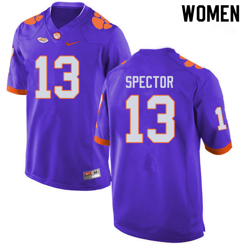 Women #13 Brannon Spector Clemson Tigers College Football Jerseys Sale-Purple - Click Image to Close